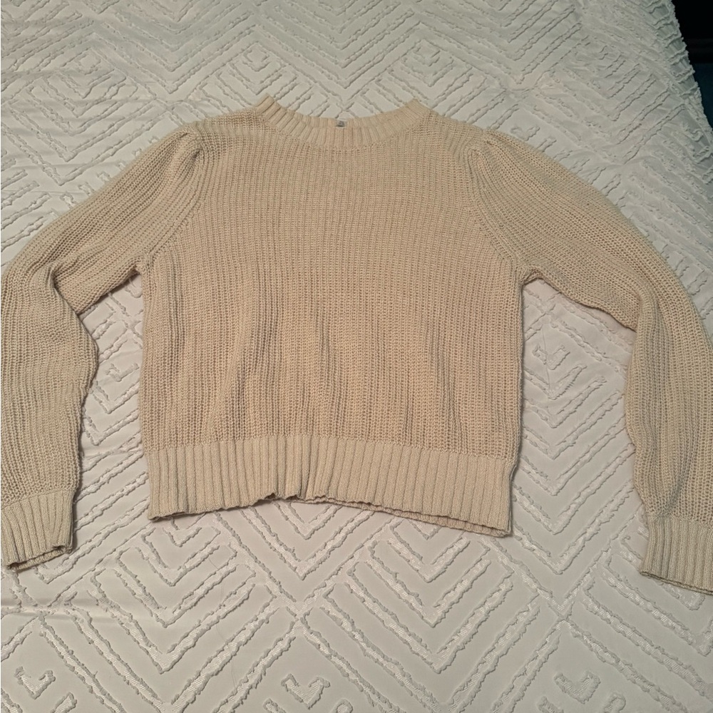 Cream Puffed Arm Sweater